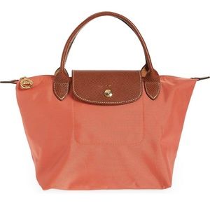 Longchamp Small Le Pliage Top Handle Bag Coral Color